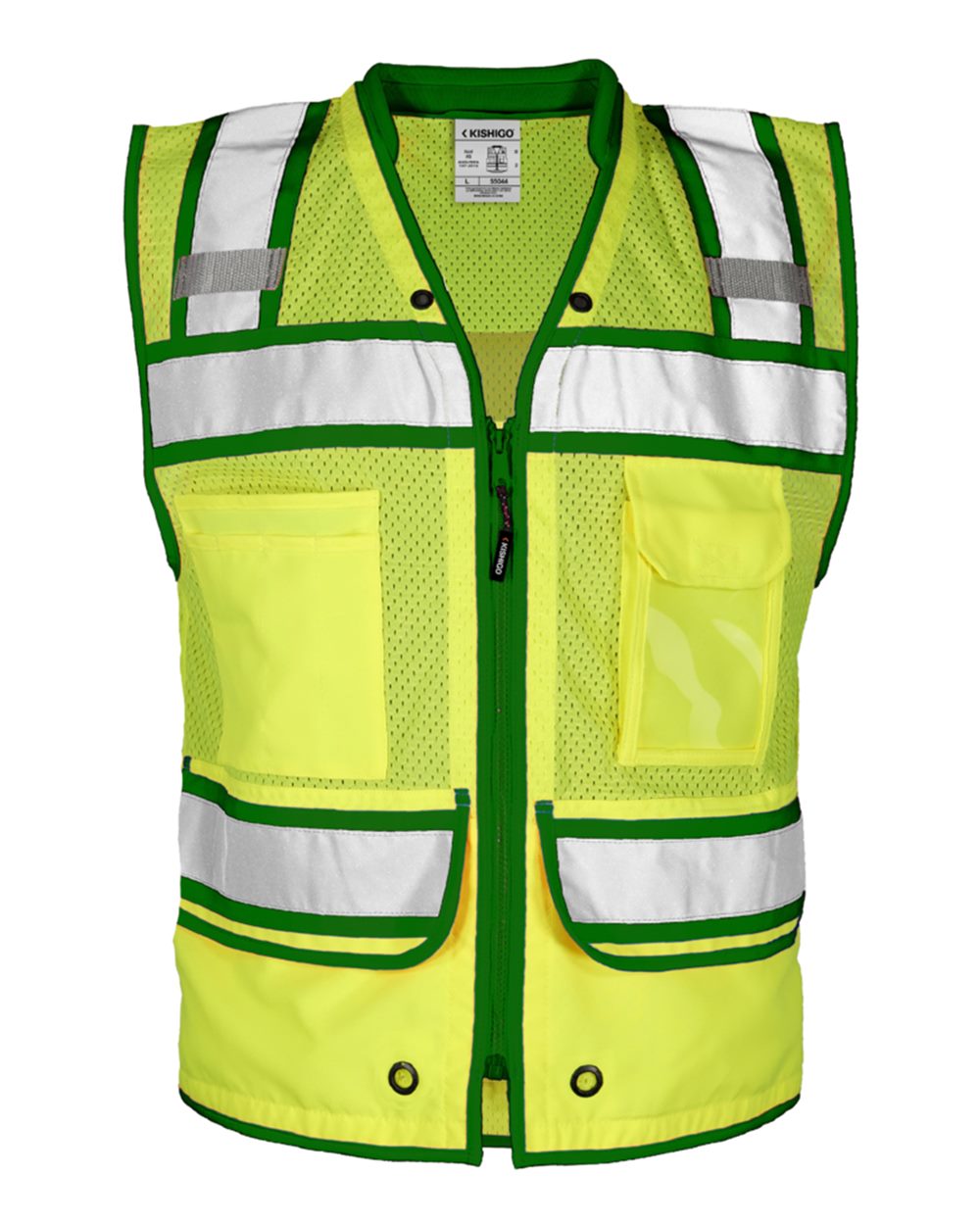 Kishigo Men's Color Contrast High Performance Surveyors Vest. S5042-5046 - Lime/ Green - S5044