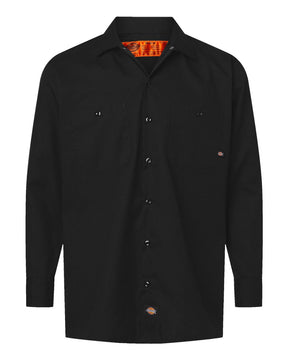 Dickies Men's Tall Industrial Long Sleeve Work Shirt. L535T - Black