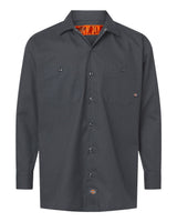 Dickies Men's Tall Industrial Long Sleeve Work Shirt. L535T - Dark Charcoal