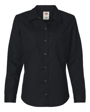 Dickies Women's Long Sleeve Industrial Work Shirt. L5350 - Black