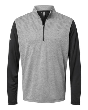 Adidas Men's Ultimate365 Heather Block Print Quarter-Zip Pullover. A522 - Black Melange/ Black/ Grey Three