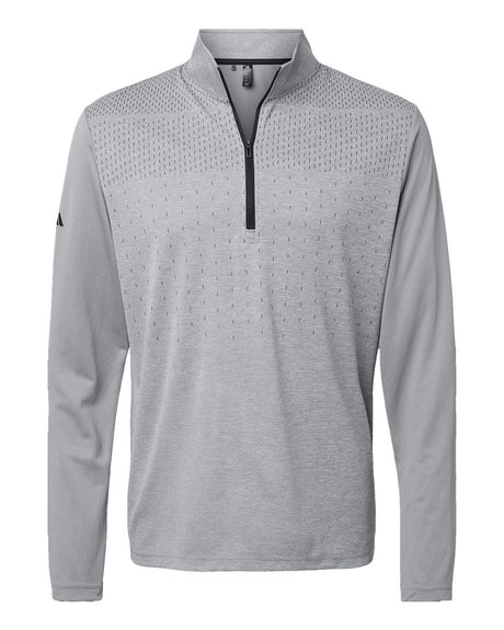 Adidas Men's Ultimate365 Heather Block Print Quarter-Zip Pullover. A522 - Grey Three Melange/ Grey Three/ Black