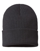 Atlantis Headwear Sustainable Rib Cuffed Beanie. RIO - Black