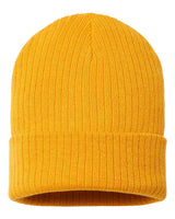 Atlantis Headwear Sustainable Rib Cuffed Beanie. RIO - Mustard Yellow
