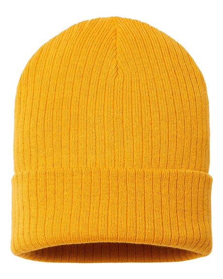 Atlantis Headwear Sustainable Rib Cuffed Beanie. RIO - Mustard Yellow