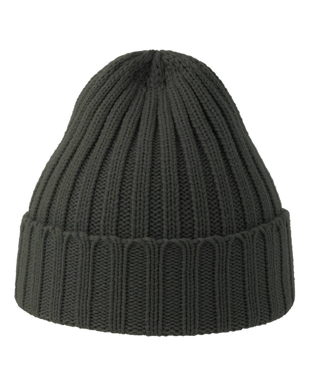 Atlantis Headwear Sustainable Cable Knit Cuffed Beanie. SHORE - Dark Grey