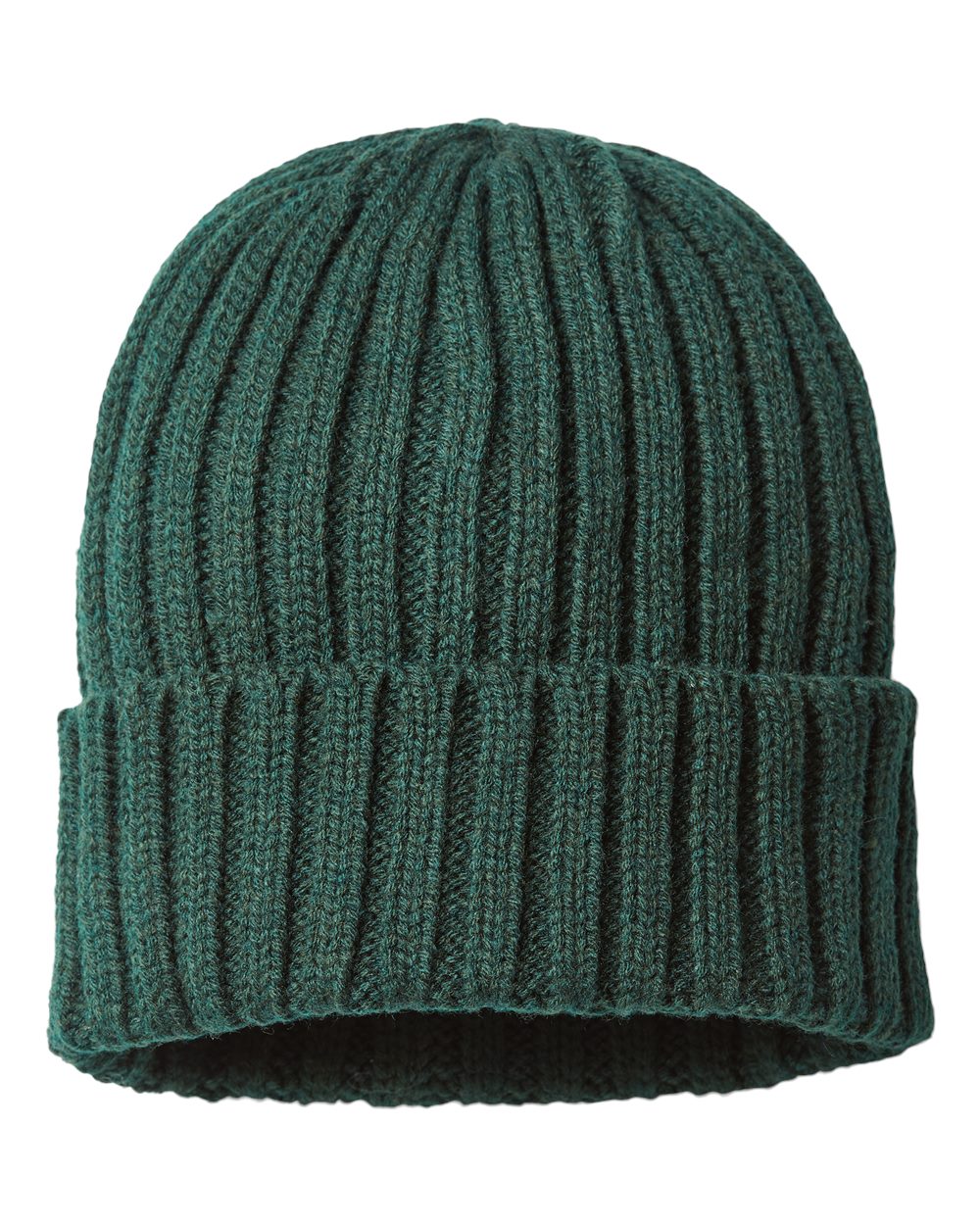 Atlantis Headwear Sustainable Cable Knit Cuffed Beanie. SHORE - Bottle Green