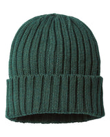 Atlantis Headwear Sustainable Cable Knit Cuffed Beanie. SHORE - Bottle Green