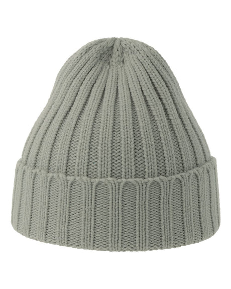 Atlantis Headwear Sustainable Cable Knit Cuffed Beanie. SHORE - Light Grey