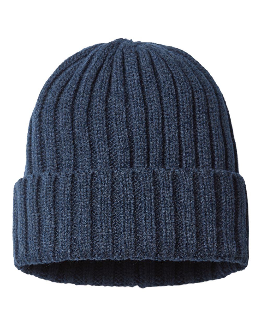 Atlantis Headwear Sustainable Cable Knit Cuffed Beanie. SHORE - Navy