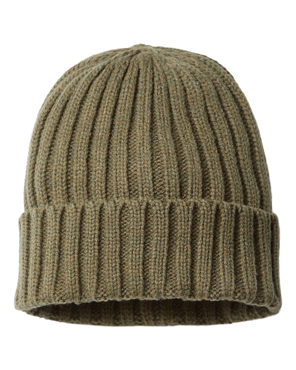 Atlantis Headwear Sustainable Cable Knit Cuffed Beanie. SHORE - Olive