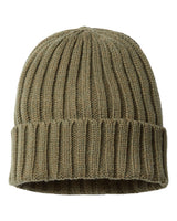 Atlantis Headwear Sustainable Cable Knit Cuffed Beanie. SHORE - Olive