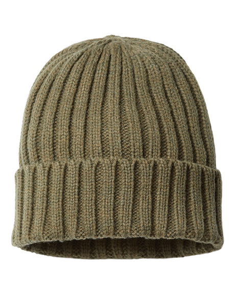 Atlantis Headwear Sustainable Cable Knit Cuffed Beanie. SHORE - Olive