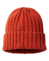 Atlantis Headwear Sustainable Cable Knit Cuffed Beanie. SHORE - Rusty