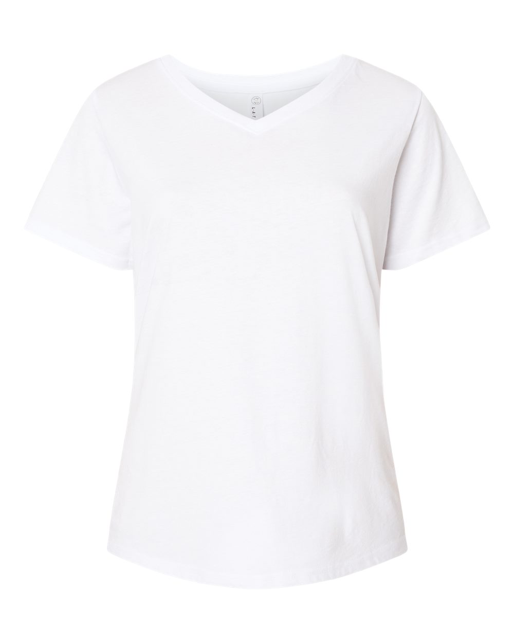LAT Women's Curvy Collection Fine Jersey V-Neck Tee. 3817 - Blended White