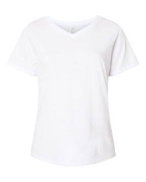 LAT Women's Curvy Collection Fine Jersey V-Neck Tee. 3817 - Blended White