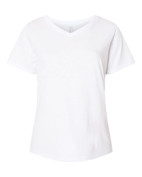 LAT Women's Curvy Collection Fine Jersey V-Neck Tee. 3817 - Blended White