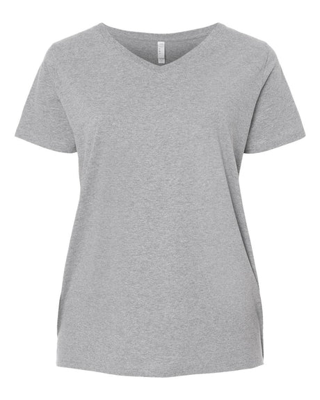 LAT Women's Curvy Collection Fine Jersey V-Neck Tee. 3817 - Heather