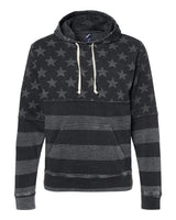 J. America Men's Triblend Fleece Hooded Sweatshirt. 8871 - Black Stars & Stripes Triblend