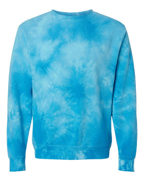 Independent Trading Co. Unisex Midweight Tie-Dyed Crewneck Sweatshirt. PRM3500TD - Tie Dye Aqua Blue
