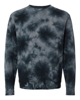 Independent Trading Co. Unisex Midweight Tie-Dyed Crewneck Sweatshirt. PRM3500TD - Tie Dye Black