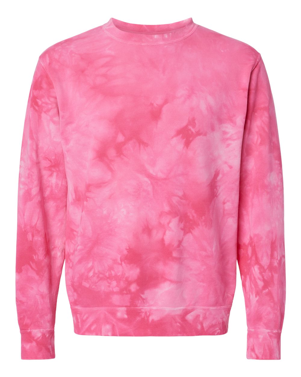 Independent Trading Co. Unisex Midweight Tie-Dyed Crewneck Sweatshirt. PRM3500TD - Tie Dye Pink