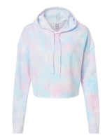 Independent Trading Co. Women’s Lightweight Crop Hooded Sweatshirt. AFX64CRP - Tie Dye Cotton Candy