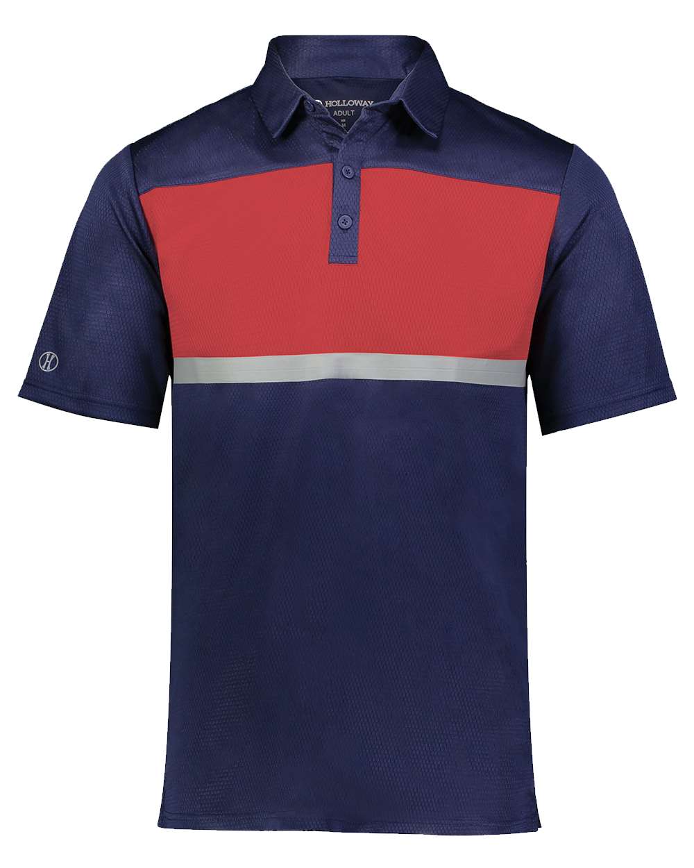 Holloway Men's Dry-Excel™ Prism Bold Polo. 222576 - Navy/ Scarlet