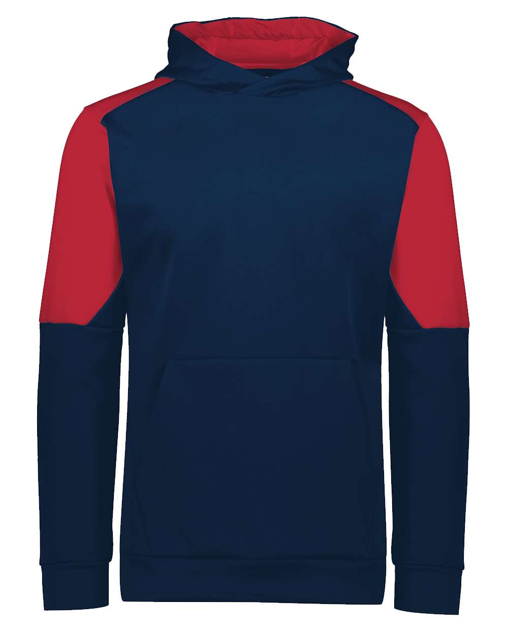 Holloway Youth Blue Chip Hooded Sweatshirt. 222640 - Navy/ Scarlet