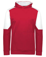 Holloway Youth Blue Chip Hooded Sweatshirt. 222640 - Scarlet/ White