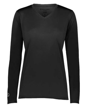 Holloway Women's Momentum Long Sleeve V-Neck T-Shirt. 222824 - Black