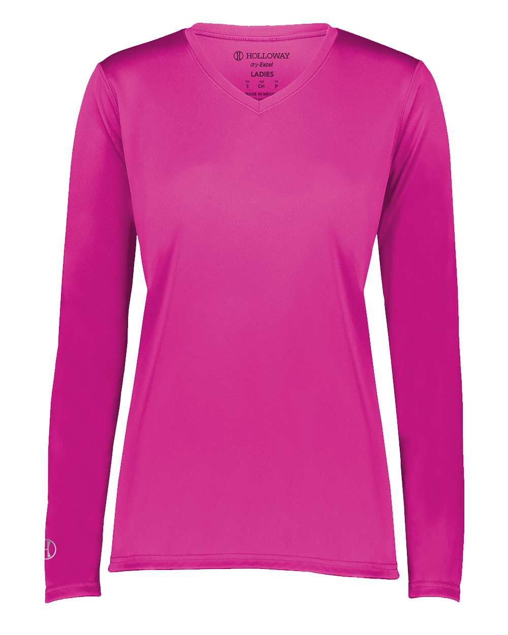 Holloway Women's Momentum Long Sleeve V-Neck T-Shirt. 222824 - Power Pink