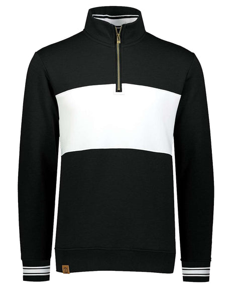 Holloway Men's All-American Fleece Colorblocked Quarter-Zip Sweatshirt. 229565 - Black/ White