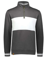 Holloway Men's All-American Fleece Colorblocked Quarter-Zip Sweatshirt. 229565 - Carbon Heather/ White