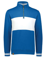 Holloway Men's All-American Fleece Colorblocked Quarter-Zip Sweatshirt. 229565 - Royal Heather/ White