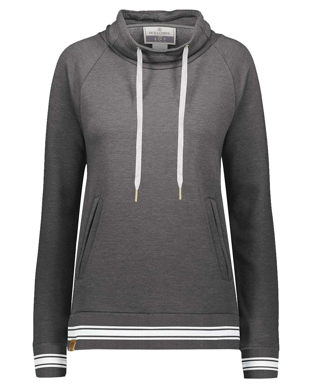 Holloway Women's All-American Fleece Funnel Neck Sweatshirt. 229763 - Carbon Heather/ White
