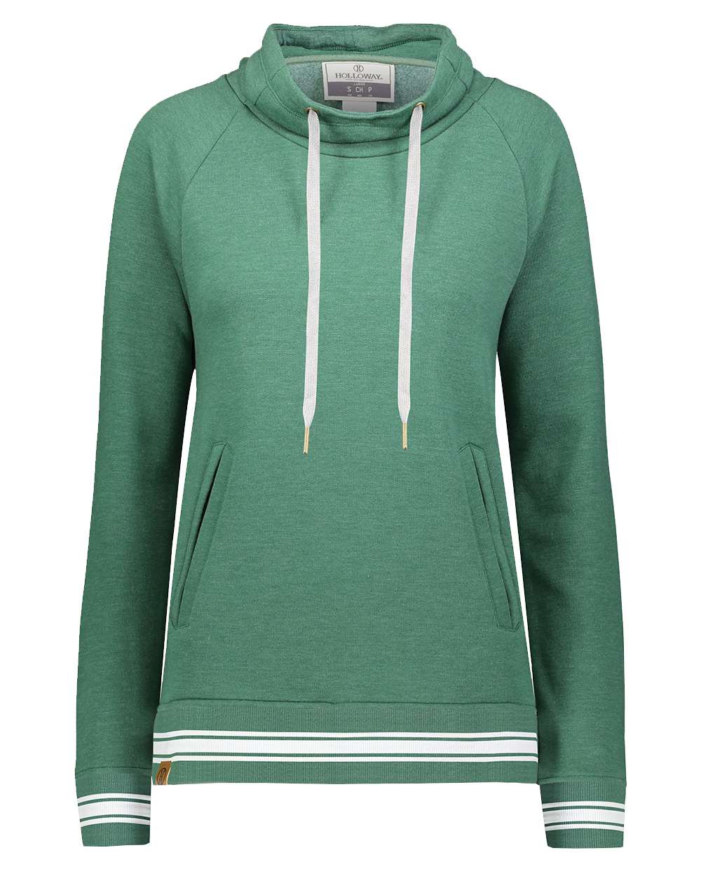 Holloway Women's All-American Fleece Funnel Neck Sweatshirt. 229763 - Dark Green Heather/ White