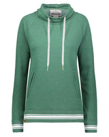 Holloway Women's All-American Fleece Funnel Neck Sweatshirt. 229763 - Dark Green Heather/ White
