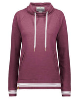 Holloway Women's All-American Fleece Funnel Neck Sweatshirt. 229763 - Maroon Heather/ White