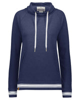 Holloway Women's All-American Fleece Funnel Neck Sweatshirt. 229763 - Navy Heather/ White