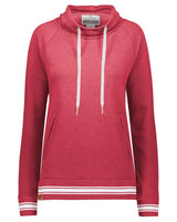 Holloway Women's All-American Fleece Funnel Neck Sweatshirt. 229763 - Scarlet Heather/ White