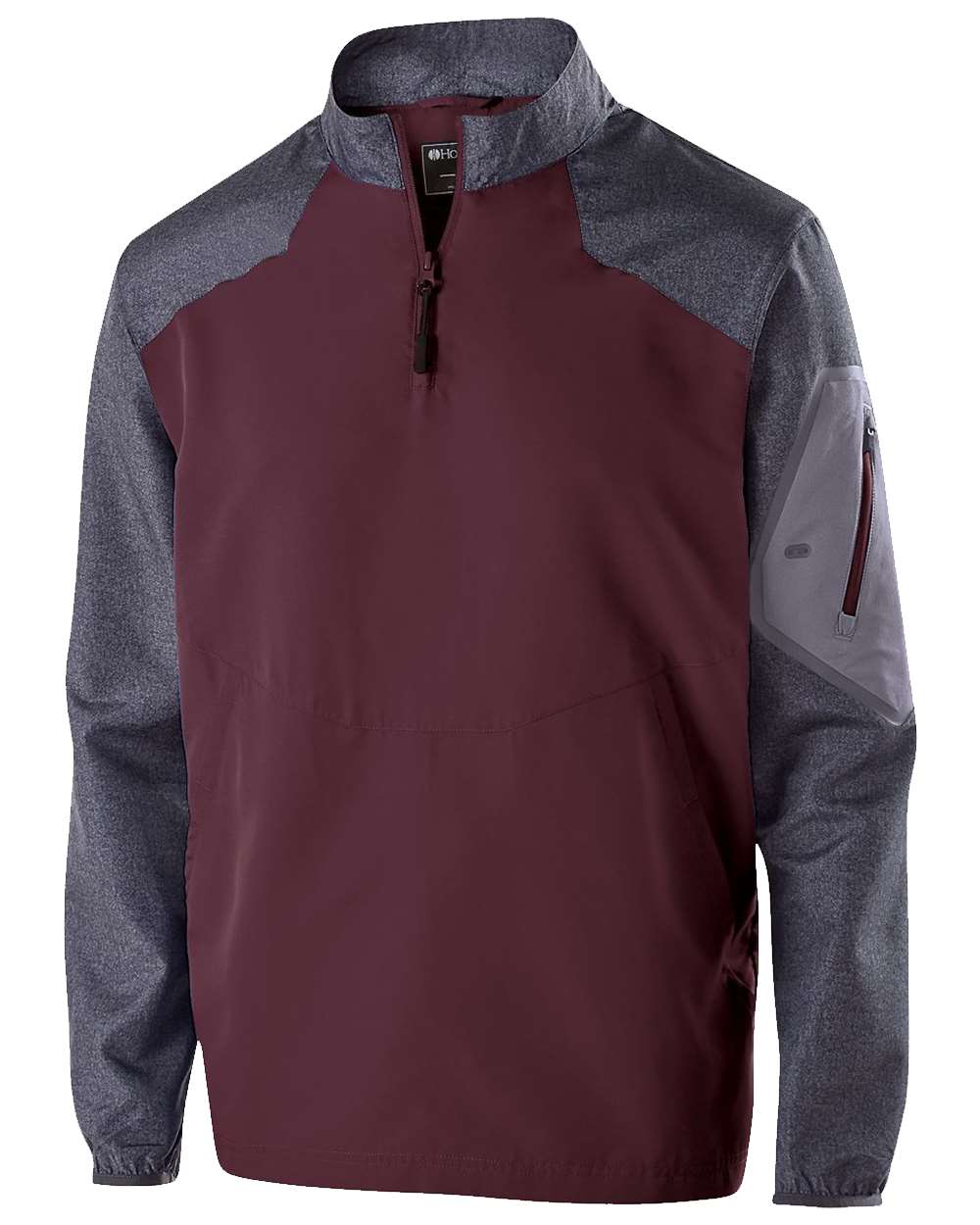 Holloway Men's Raider Quarter-Zip Jacket. 229155 - Carbon Print/ Maroon