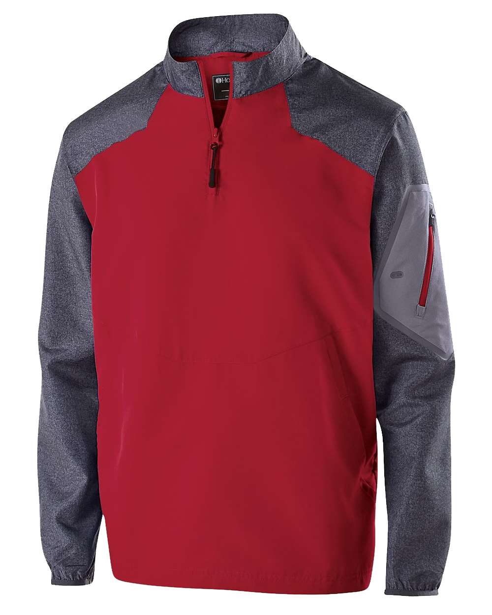 Holloway Men's Raider Quarter-Zip Jacket. 229155 - Carbon Print/ Scarlet