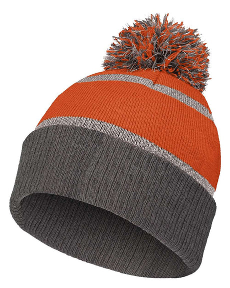 Holloway 8 1/2" Reflective Knit Beanie. 223816 - Orange/ Carbon