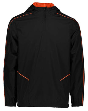 Holloway Men's Wizard Quarter-Zip Hooded Pullover. 229016 - Black/ Orange