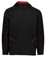Holloway Men's Wizard Quarter-Zip Hooded Pullover. 229016 - Black/ Scarlet