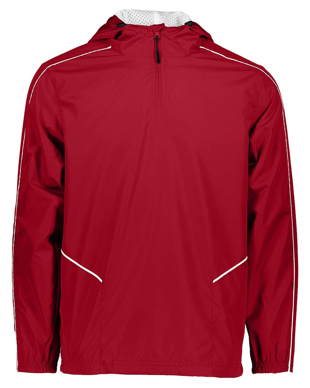 Holloway Men's Wizard Quarter-Zip Hooded Pullover. 229016 - Scarlet/ White