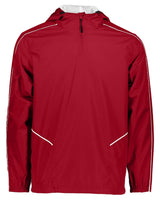 Holloway Men's Wizard Quarter-Zip Hooded Pullover. 229016 - Scarlet/ White