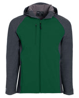 Holloway Men's Raider Hooded Soft Shell Jacket. 229157 - Carbon Print/ Forest