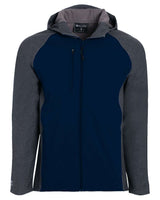 Holloway Men's Raider Hooded Soft Shell Jacket. 229157 - Carbon Print/ Navy